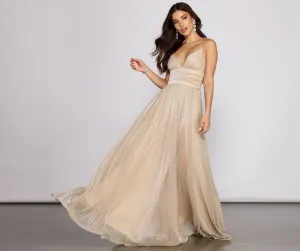 Natalie Sleeveless A-Line Charming Mesh Formal Dress