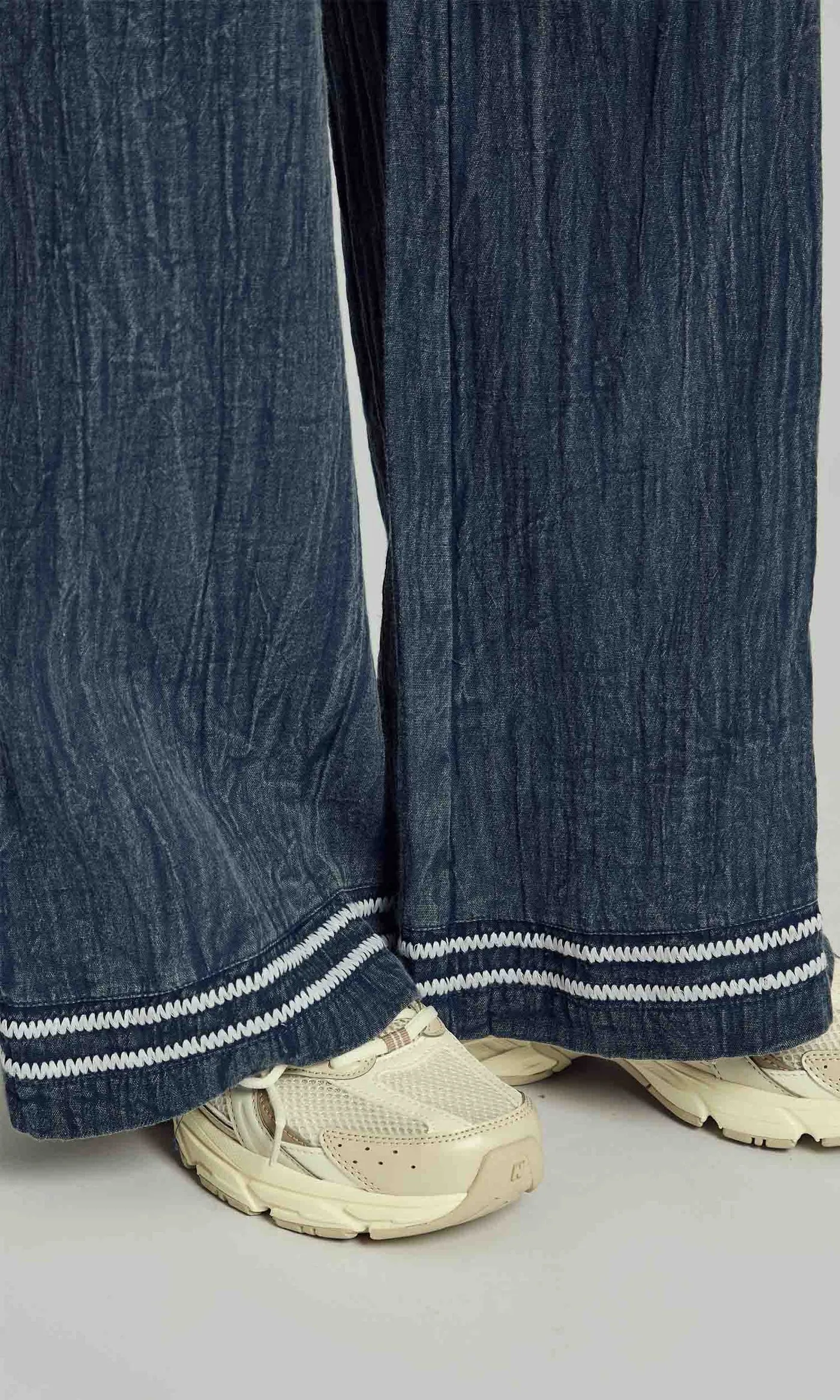 Native Youth - Denver Contrast Stitch Wide Leg Trouser
