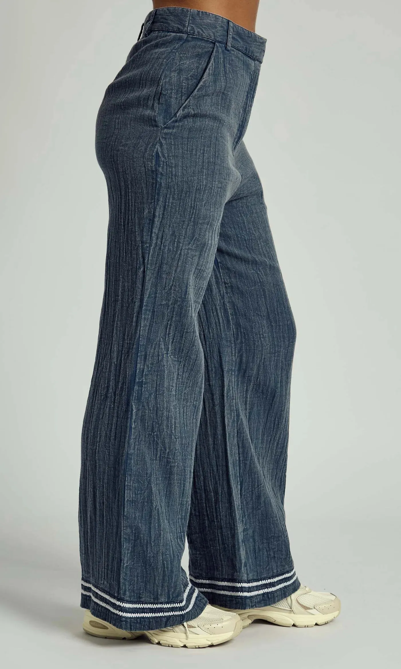 Native Youth - Denver Contrast Stitch Wide Leg Trouser