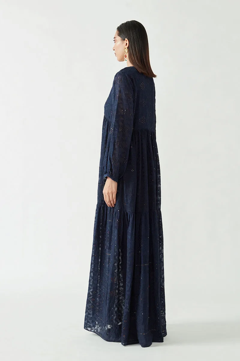Navy Amada Embroidered Dress