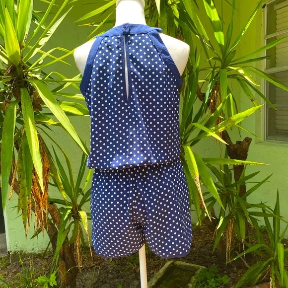 Navy Blue Polka Dot Romper