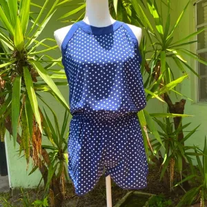 Navy Blue Polka Dot Romper