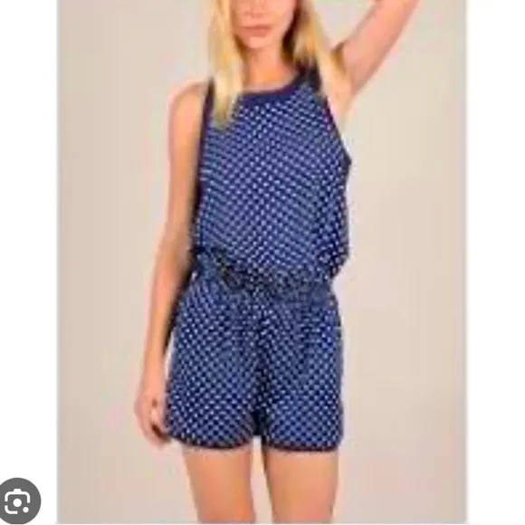 Navy Blue Polka Dot Romper