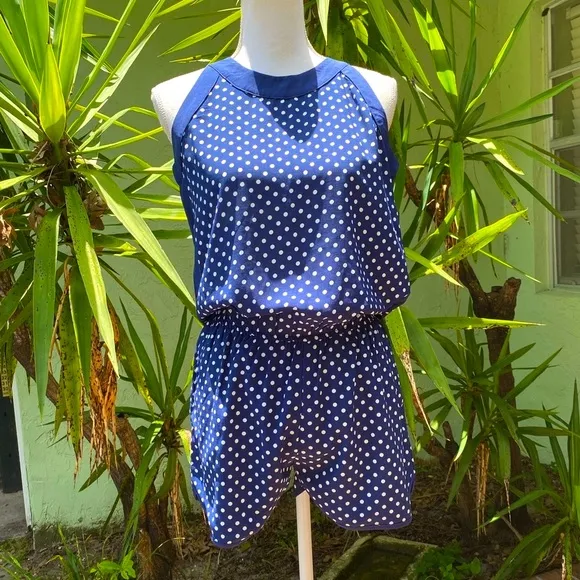 Navy Blue Polka Dot Romper