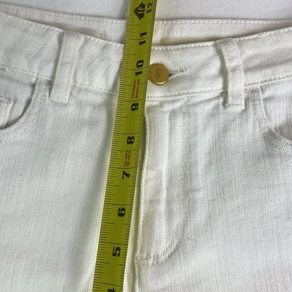 NEW Anthropologie Pilcro Script High-Rise White Cotton Blend Cuffed Shorts Sz 27