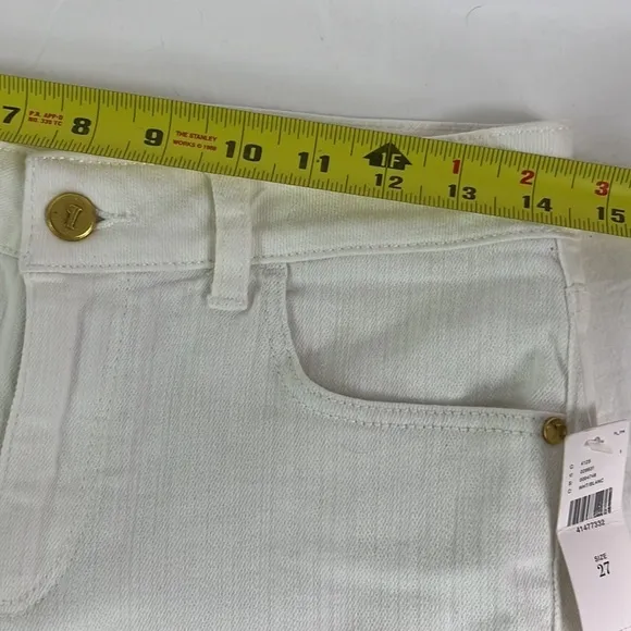 NEW Anthropologie Pilcro Script High-Rise White Cotton Blend Cuffed Shorts Sz 27