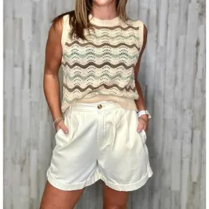 NEW BY TOGETHER crop shorts in cream