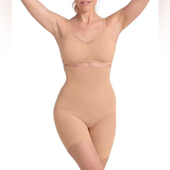 NEW Honeylove SuperPower Shorts Sand Nude/Beige High Waist Shapewear