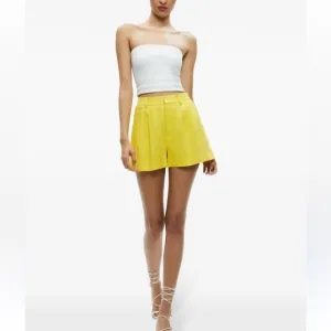 New Revolve Majorelle Yellow Pleated Cotton Shorts