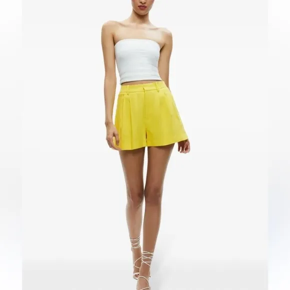New Revolve Majorelle Yellow Pleated Cotton Shorts