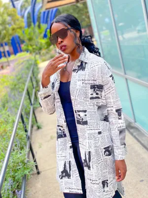 Newspaper Oversize Long Shirt