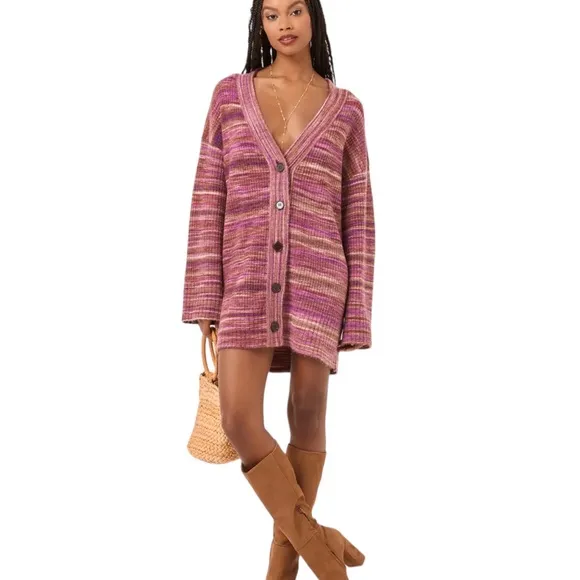 NWT L*Space Demi Cardigan Sweater Purple Space Dye Size XS/S Reg. $198