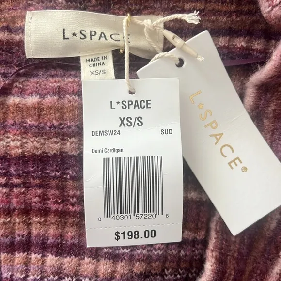 NWT L*Space Demi Cardigan Sweater Purple Space Dye Size XS/S Reg. $198