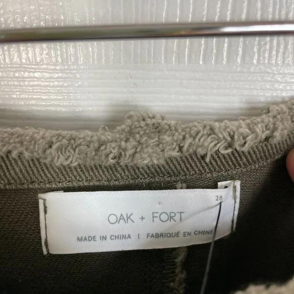 NWT Oak   Fort khaki green high waist button front shorts size 26