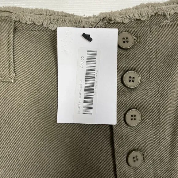 NWT Oak   Fort khaki green high waist button front shorts size 26