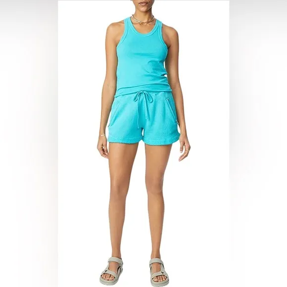 NWT (S) Bandier x Sincerely Jules The Juniper Sweat Shorts Aqua