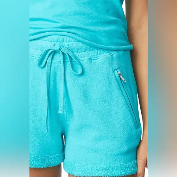 NWT (S) Bandier x Sincerely Jules The Juniper Sweat Shorts Aqua