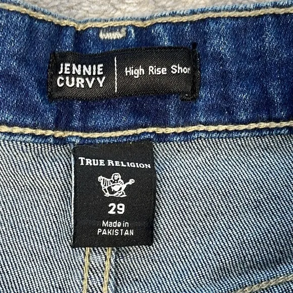 NWT True Religion Jennie Curvy Shorts Medium Dark Wash High Rise Sz 29