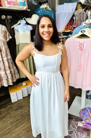 Olivia Bow Strap Corset Midi Dress
