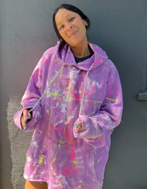 Orchid Paint Splatter Distressed Hoodie