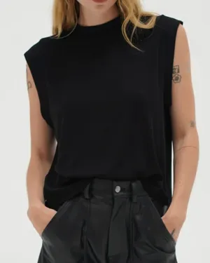 Oren Ribbed Top in Black