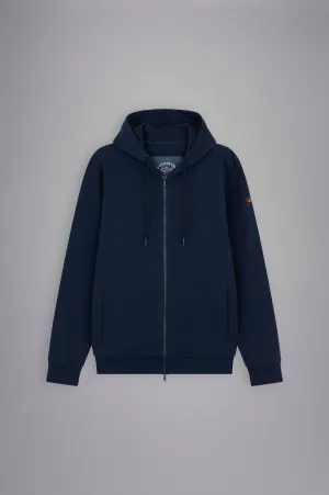 Organic Cotton Full Zip Hoodie with Iconic Badge in Navy