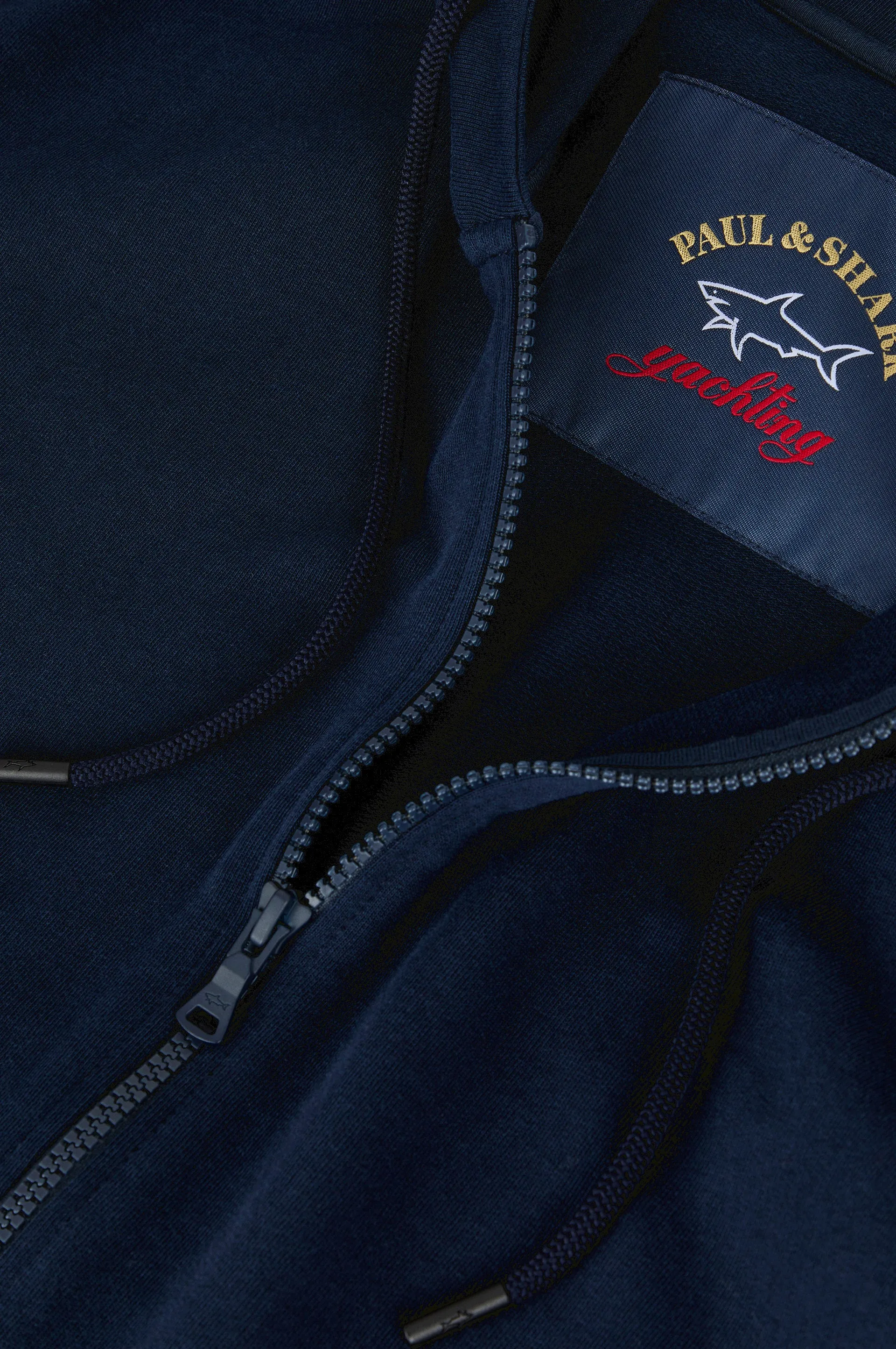Organic Cotton Full Zip Hoodie with Iconic Badge in Navy