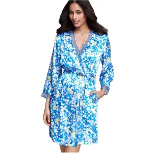 Oscar de la Renta Pink Label Blue Floral Print Mesh Robe Women’s Size Medium