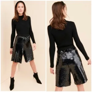 Ottod’Ame black sequin knee length shorts Ottodame size 2 xxs