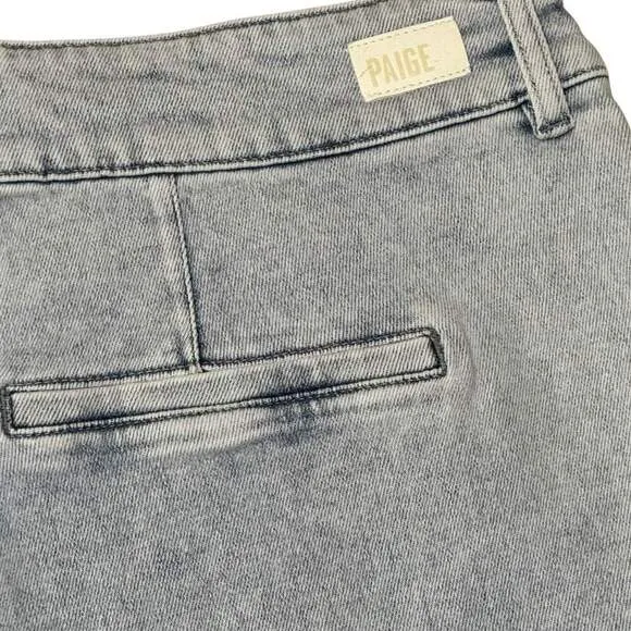 PAIGE Beth Pleated High Rise Waist Shorts Sherry Light Wash Cuffed Denim NWT 33