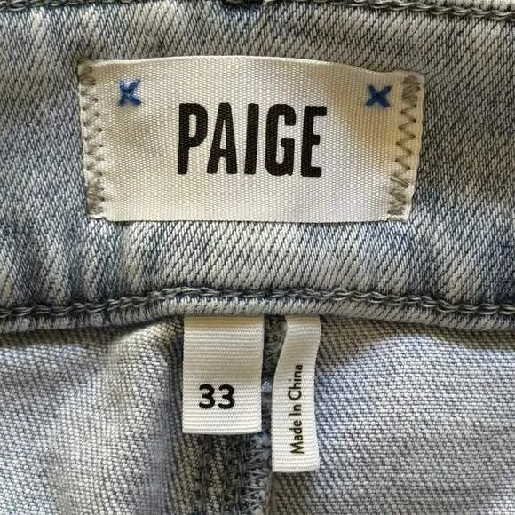 PAIGE Beth Pleated High Rise Waist Shorts Sherry Light Wash Cuffed Denim NWT 33
