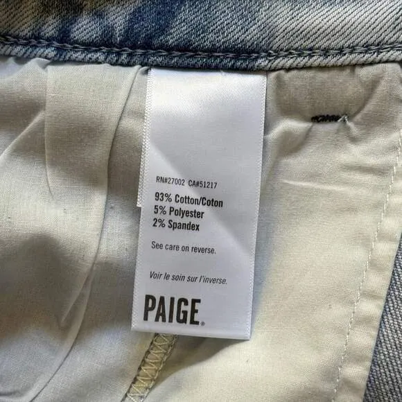 PAIGE Beth Pleated High Rise Waist Shorts Sherry Light Wash Cuffed Denim NWT 33