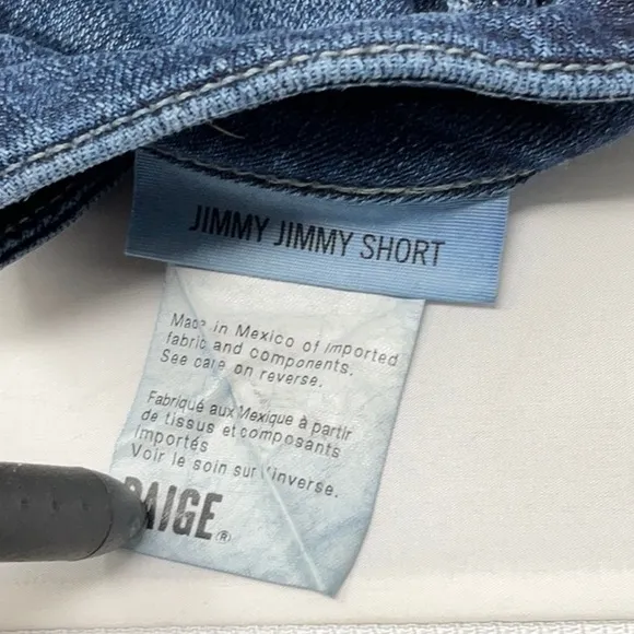 Paige jimmy jimmy 5 pocket cuffed hem denim shorts, size 25.