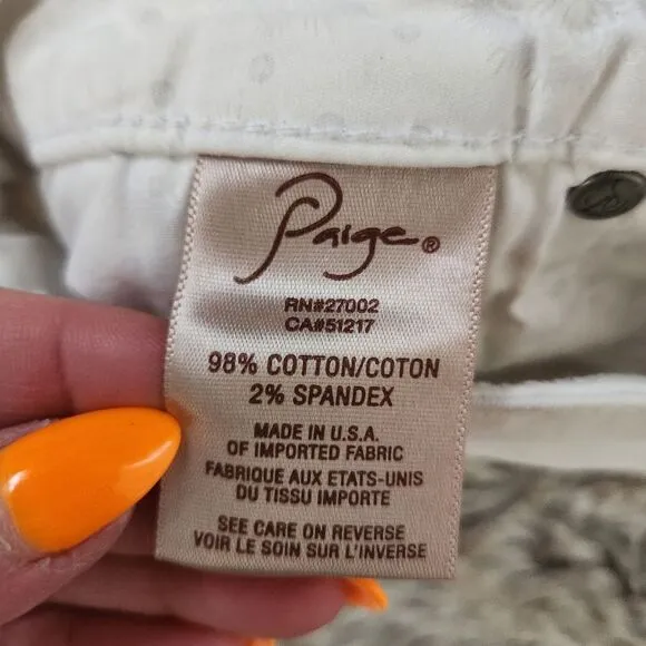 PAIGE Jimmy Jimmy White Denim Shorts in Crisp White Style 0018-0022 Size 27