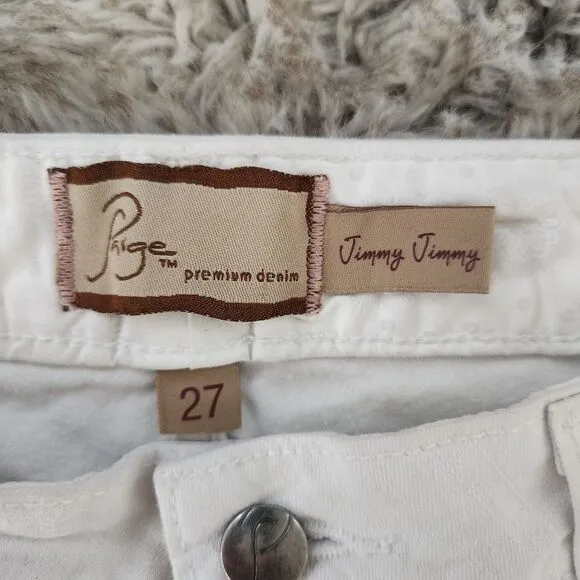 PAIGE Jimmy Jimmy White Denim Shorts in Crisp White Style 0018-0022 Size 27