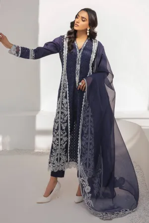 Pakistani Blue Long Kameez Capri Party Wear