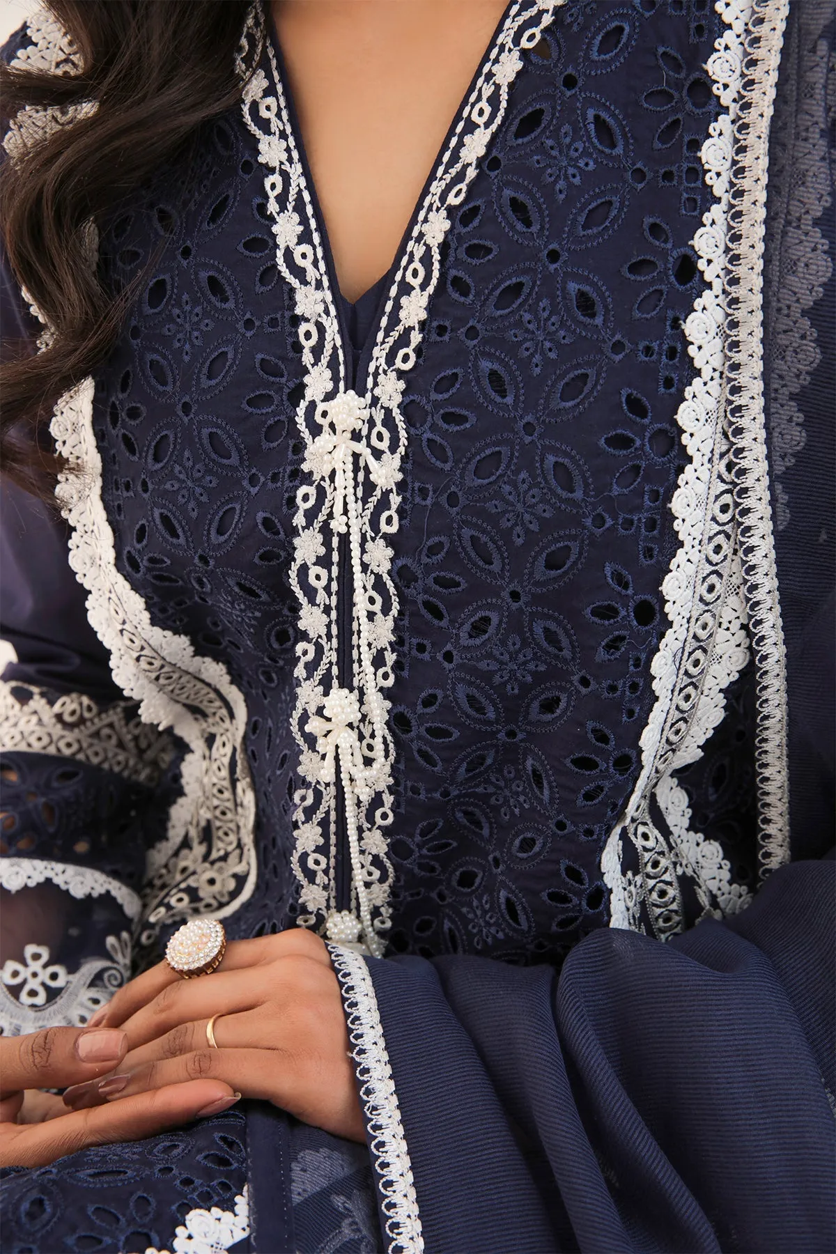 Pakistani Blue Long Kameez Capri Party Wear