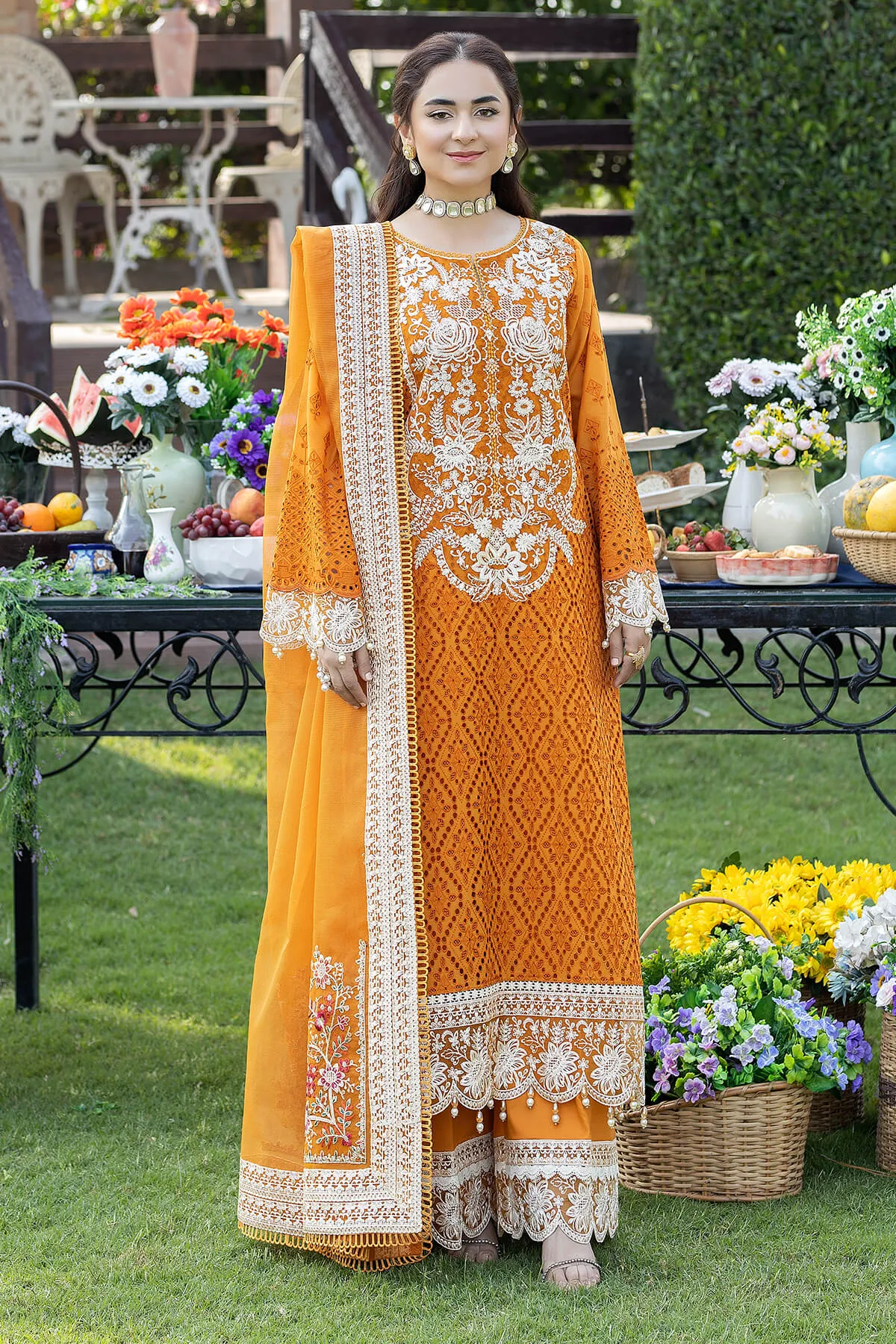 Pakistani Mustered Embroidered Kameez Trousers Party Dress