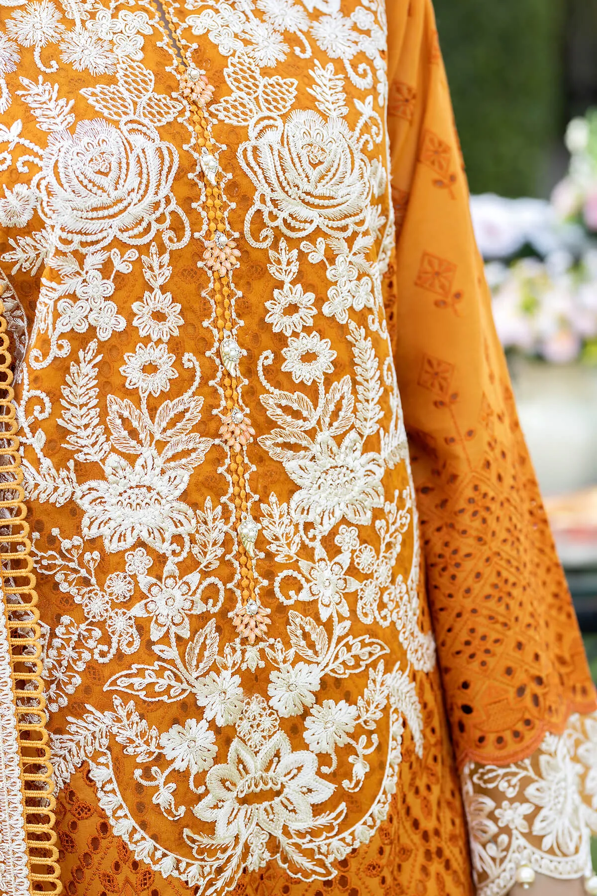 Pakistani Mustered Embroidered Kameez Trousers Party Dress