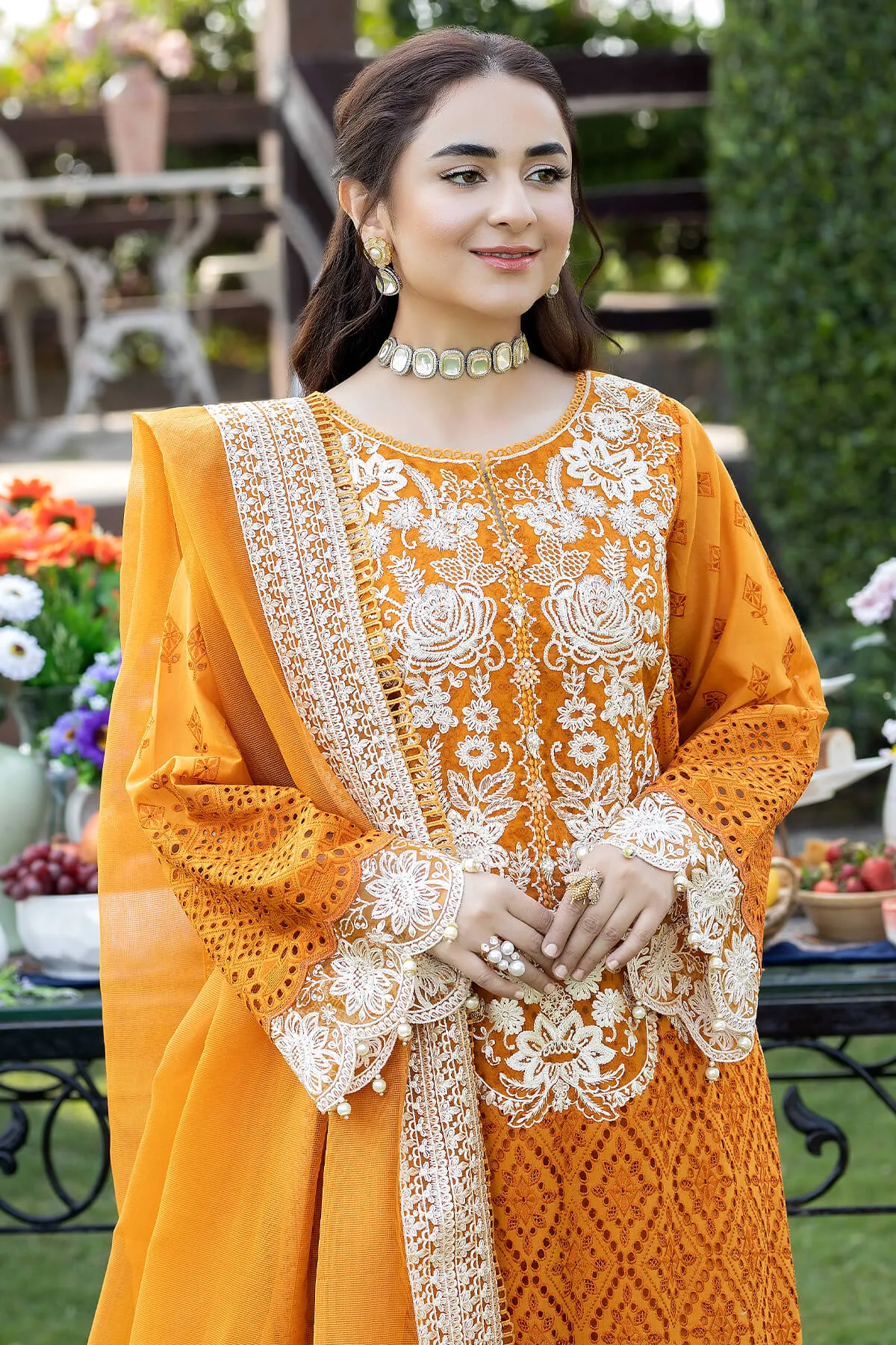 Pakistani Mustered Embroidered Kameez Trousers Party Dress