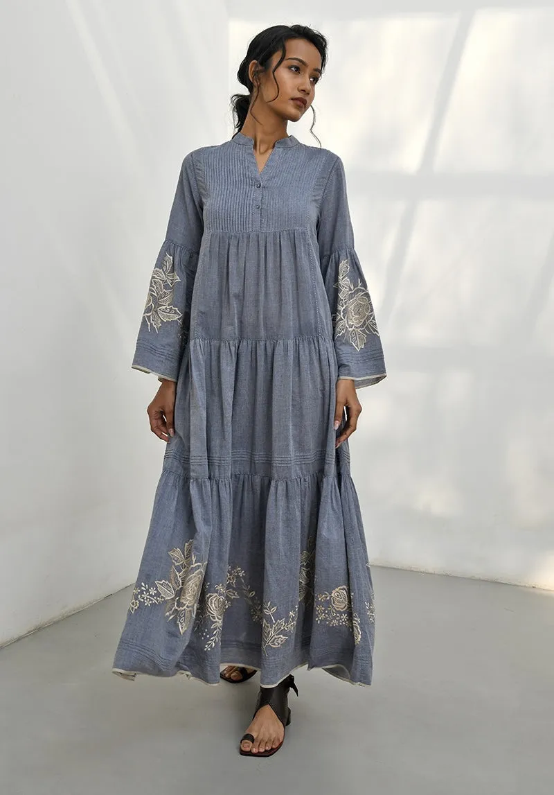 Papigo blue embroidered dress