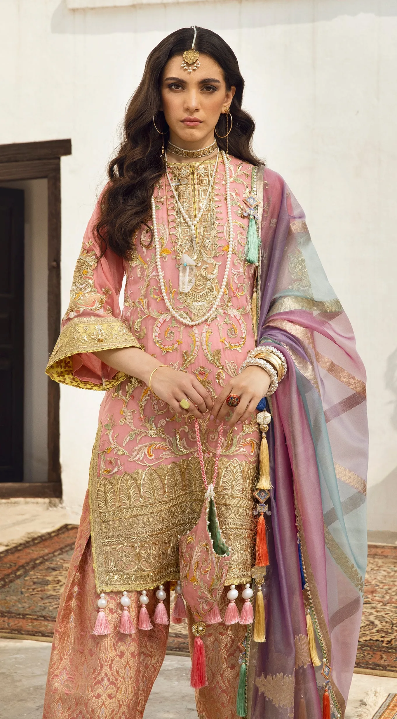 Peach Pink Salwar Kameez for Pakistani Wedding Dress