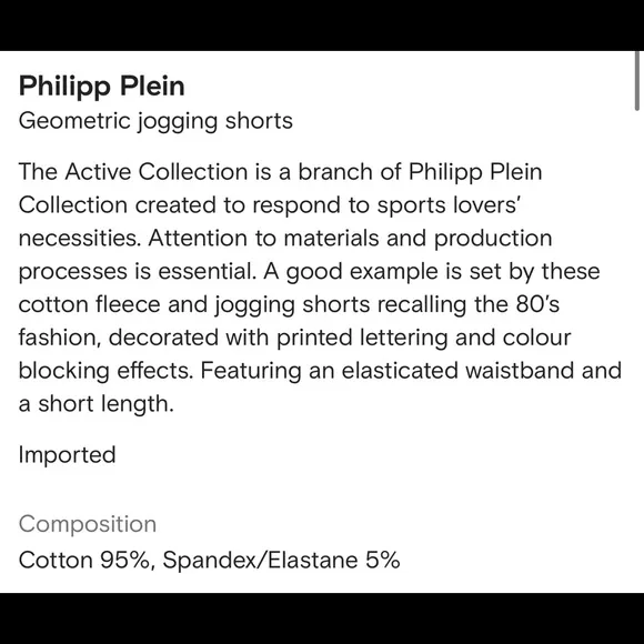 Philipp Plein Active Geometric Jogging Shorts black size XS