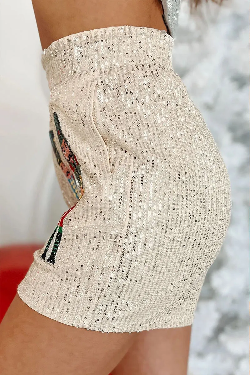 PI644 High-waist Sequin Shorts