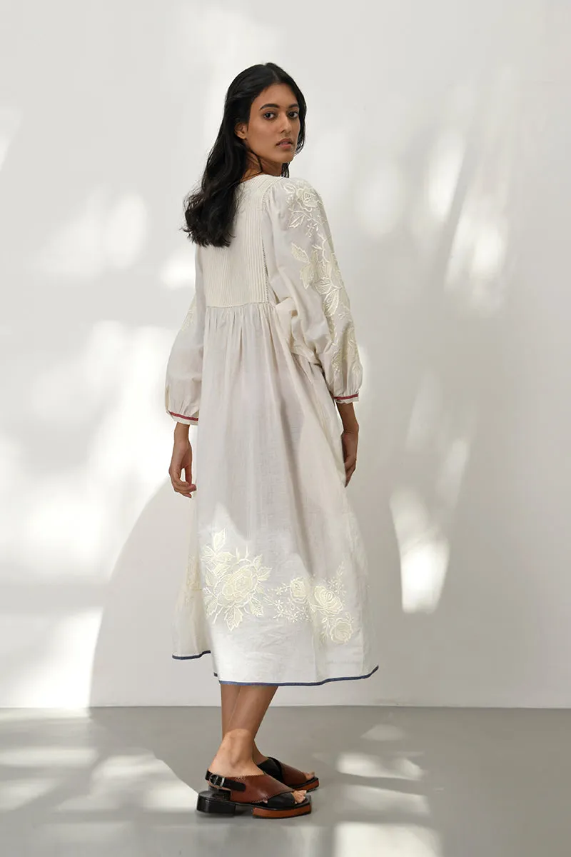 Pistoia ivory embroidered dress