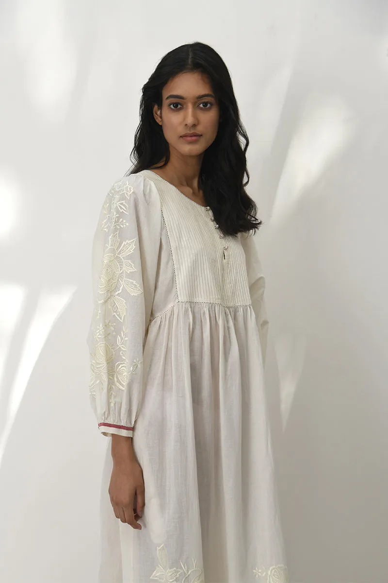 Pistoia ivory embroidered dress