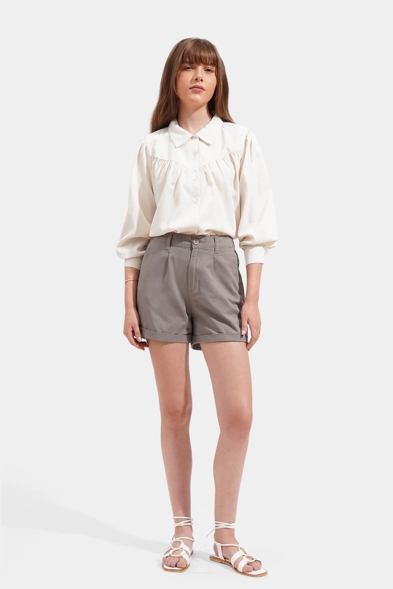 Pleated Cuffed Shorts