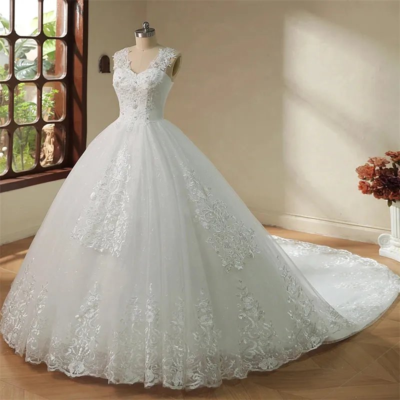 Plus Size Vestido De Noiva Wedding Dress Long Train or Floor Length
