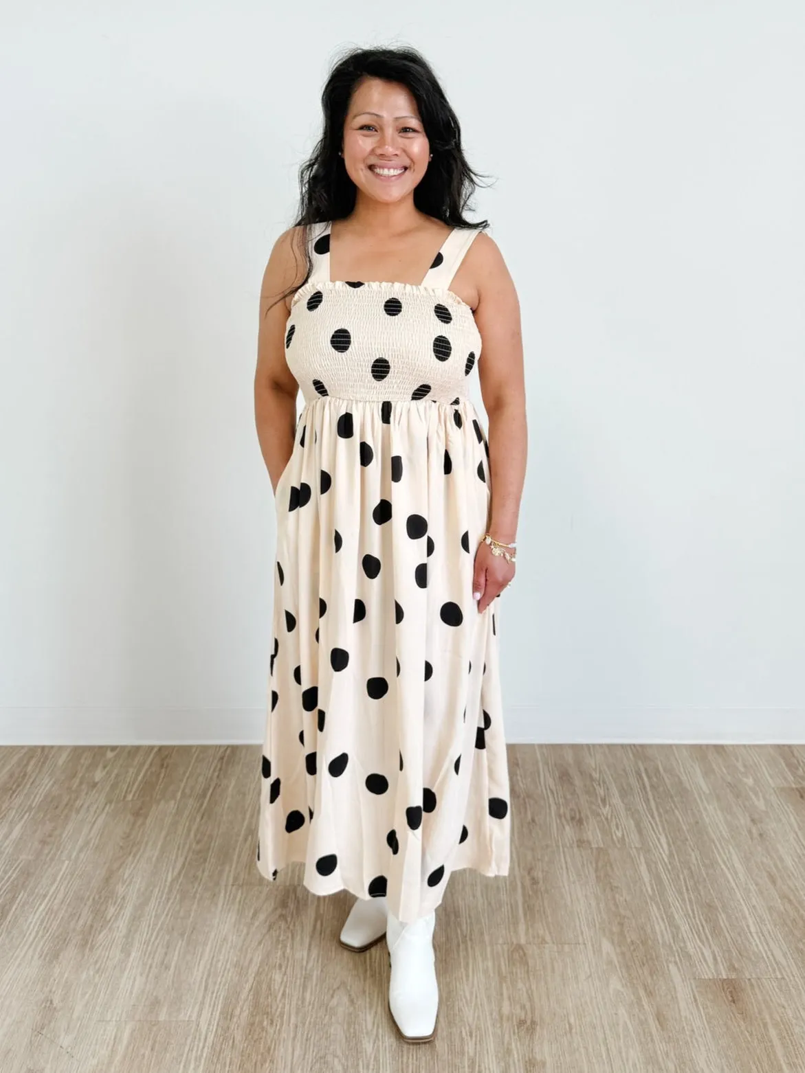 Polka Dot Smocked Tank Dress