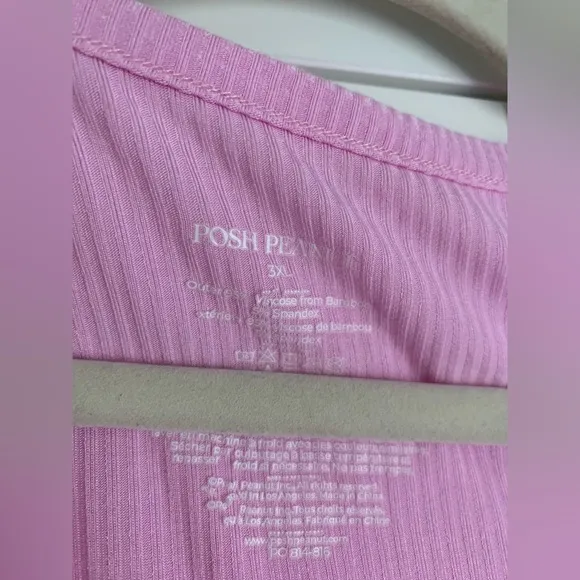 Posh Peanut Women's Short Sleeve Loungewear Posh Pink Ribbed Size 3XL